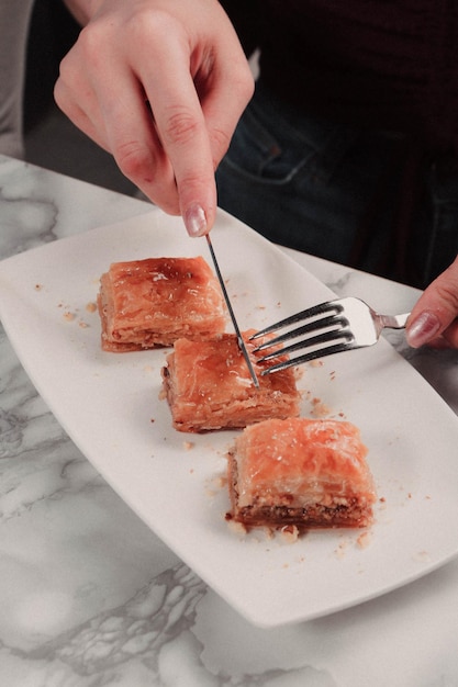 Baklava dessert turc traditionnel aux noix de cajou Baklava maison aux noix et au miel