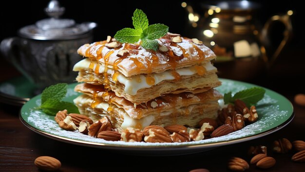 Baklava Gros Plan Saveurs Traditionnelles Du Moyen-Orient