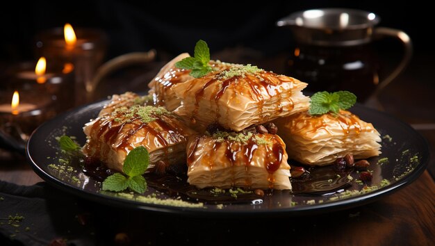 Baklava Gros Plan Saveurs Traditionnelles Du Moyen-Orient