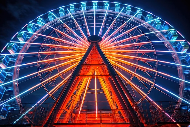 Photo une balade nocturne enchanteuse sur la roue de la ferris ai générative