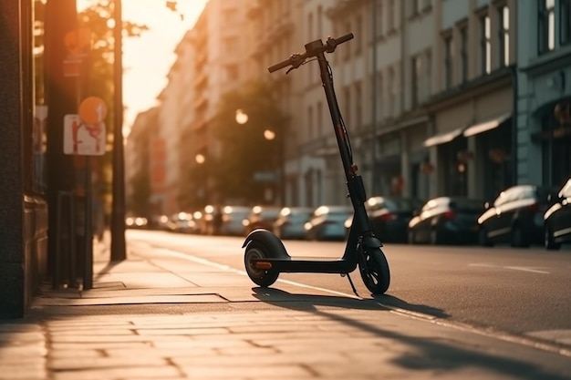 Balade rapide en scooter électrique à travers la ville