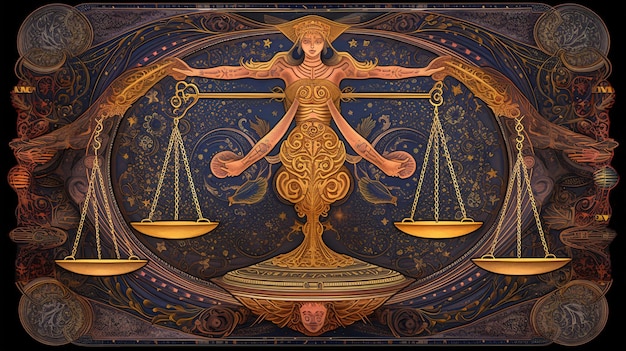 Balance signe du zodiaque fond d'écran conception horoscope symbole étoile belle AI générative