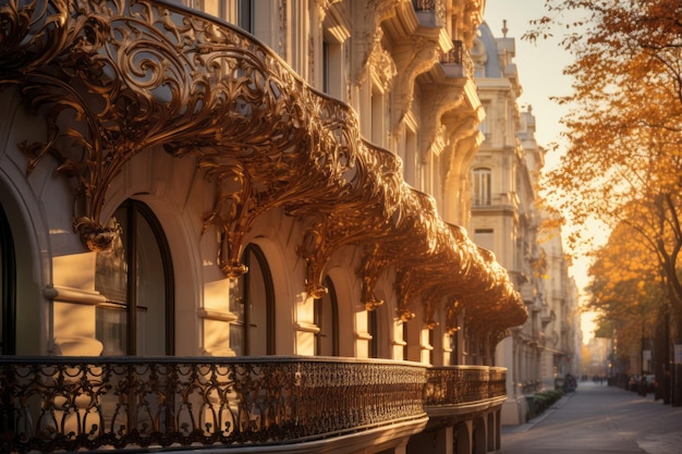 un balcon avec un balcon au centre