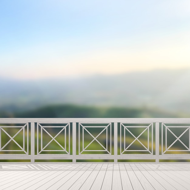 Balcon et terrasse de fond de nature flou