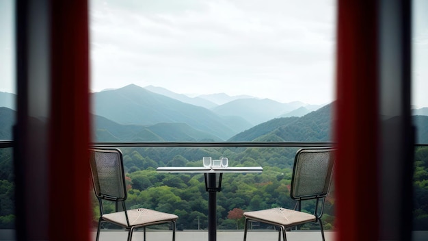 Un balcon avec vue sur les montagnes