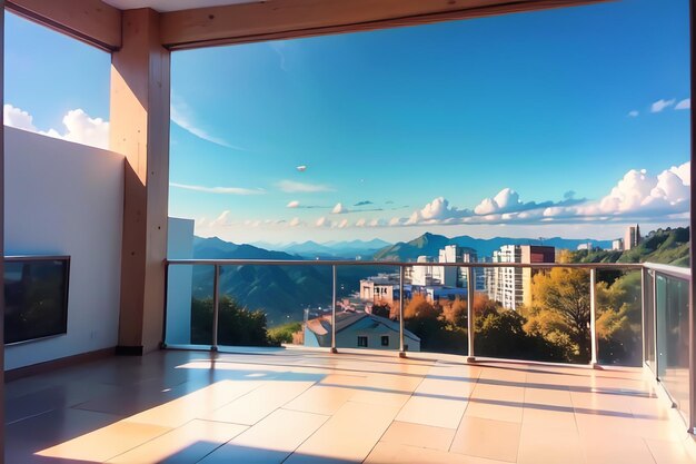 Un balcon avec vue sur les montagnes