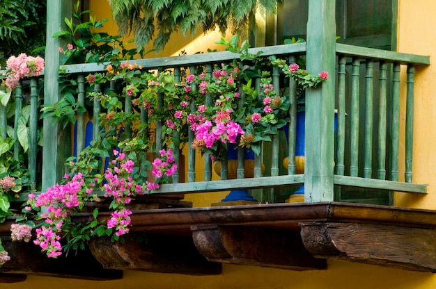 Balcons coloniaux, Cartagena de Indias, département de Bolivar, Colombie, Amérique du Sud.