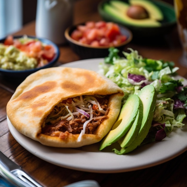 Baleadas honduriens remplis et savoureux avec du fromage aux haricots et de la salade