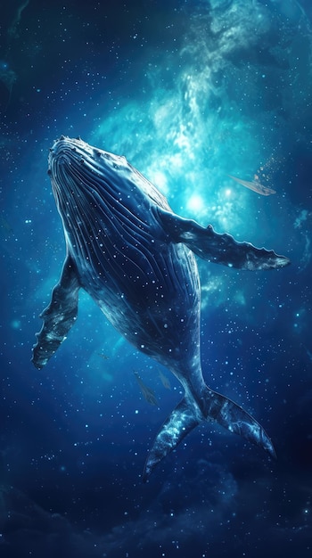 Une baleine en arrière-plan de l'espace