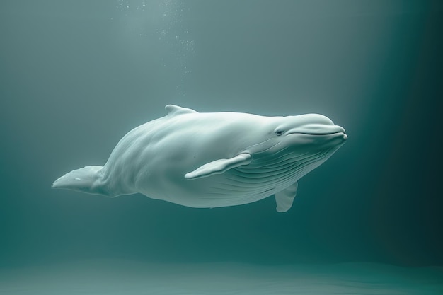 Une baleine beluga élégante et enjouée glisse gracieusement à travers l'eau