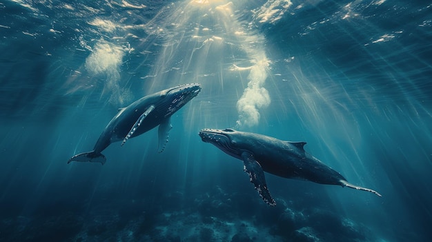 La baleine à bosse nage dans l'océan