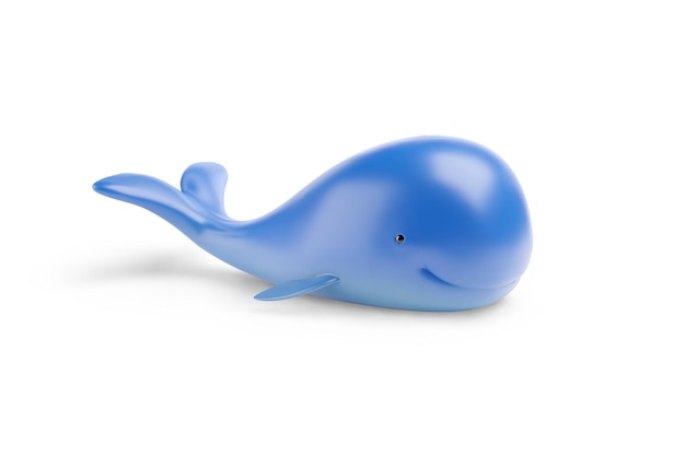 Baleine de dessin animé isolé sur fond blanc illustration 3d