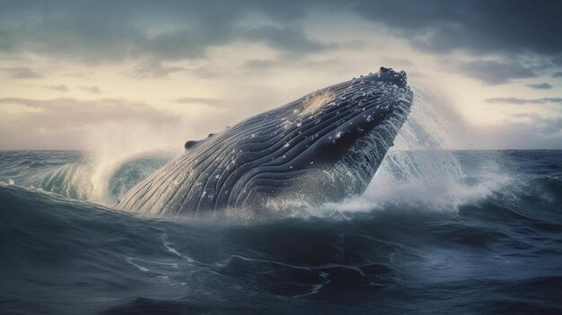 baleine éclaboussant sur l'océan