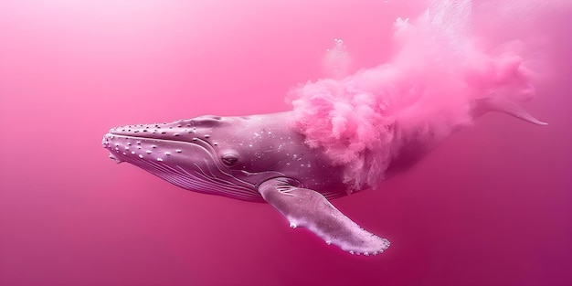 La baleine en rose Un environnement monochromatique vibrant Concept Portraits d'animaux Couleurs vives Photographie monochromatiques Concepts créatifs