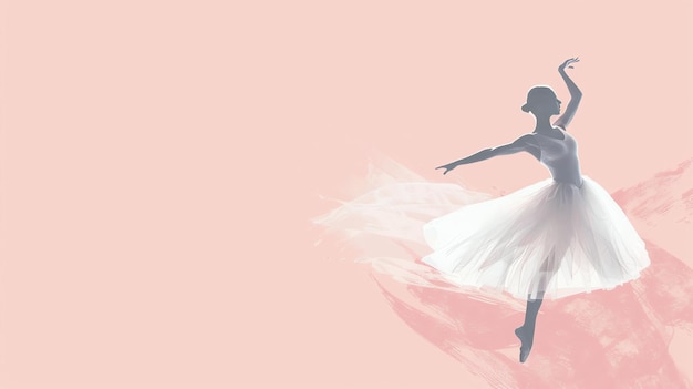 La balerine gracieuse danse sur un fond rose l'image est très délicate et aérée elle ressemble à une peinture à l'aquarelle