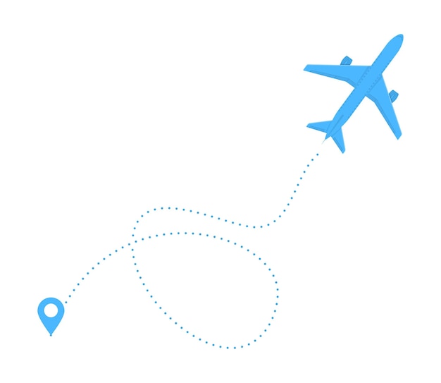 Balise GPS pour les avions avion ligne de route en pointillés voyage aérien icône de ligne de vols d'avion du chemin construit vols d'avion en pointillés commencer la piste emplacement de navigation illustration vectorielle de géolocalisation