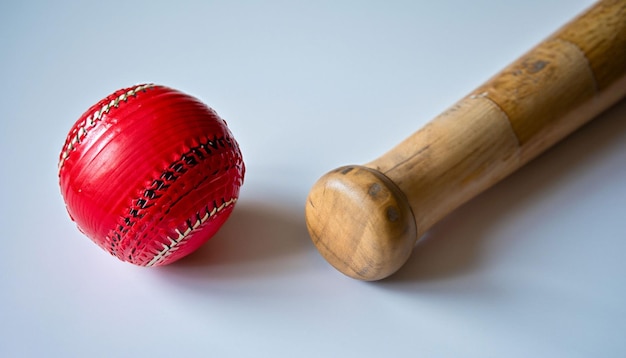 Photo une balle de baseball et une batte sont sur une surface blanche.