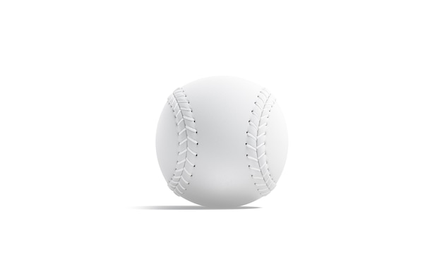 Balle de baseball blanche vierge avec couture, vue de face, rendu 3d.