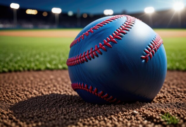 Une balle de baseball repose sur le vert vibrant d'un terrain de baseball prête pour le début du match