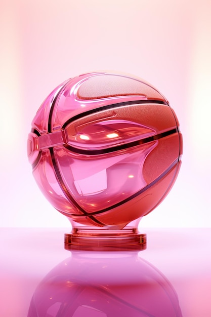 Une balle de basket rose .