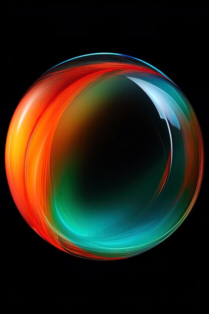 une balle colorée avec un bord de couleur arc-en-ciel est montrée