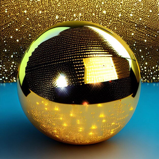 Une balle de disco dorée brillante