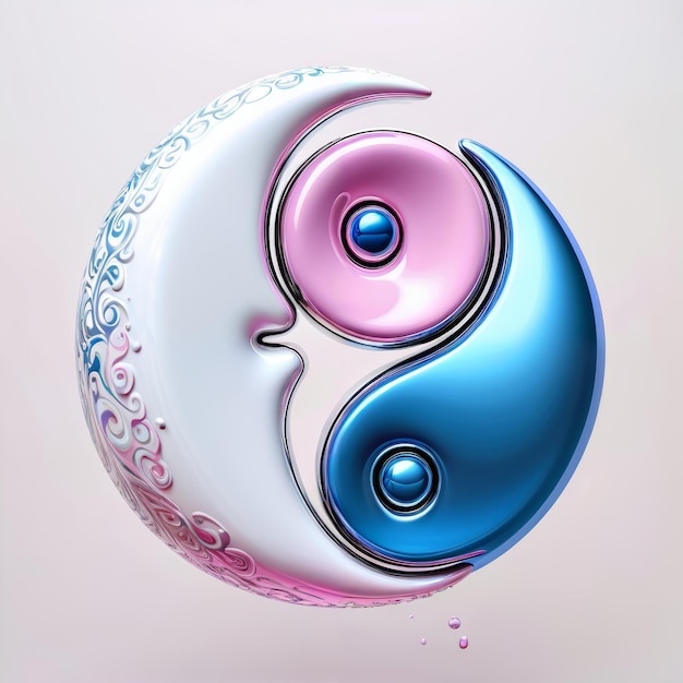 Photo la balle flottante bleue et rose du yin yang