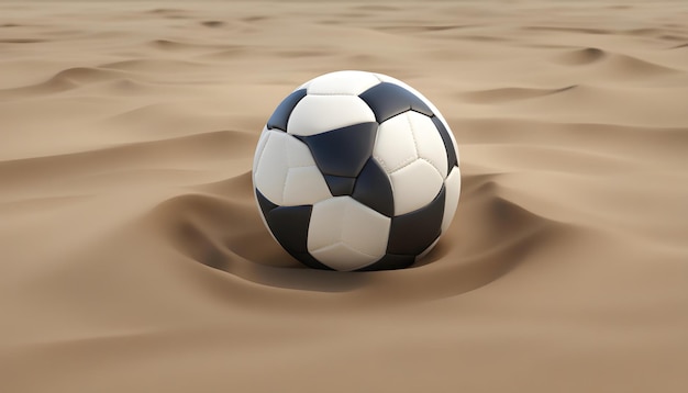 Une balle de football sur une surface de sable