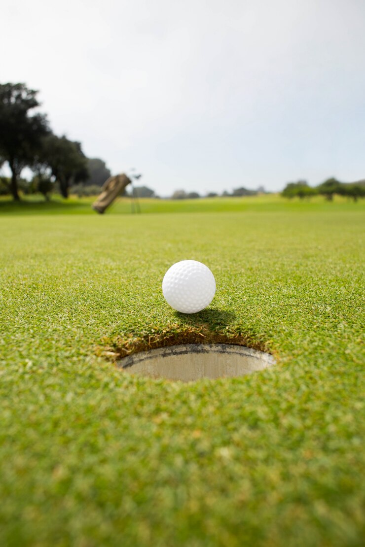 Balle de golf au bord du trou