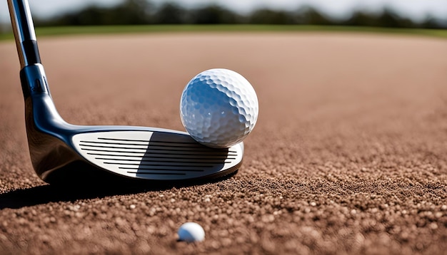 une balle de golf est assise sur un tee avec une balle de Golf sur le sol