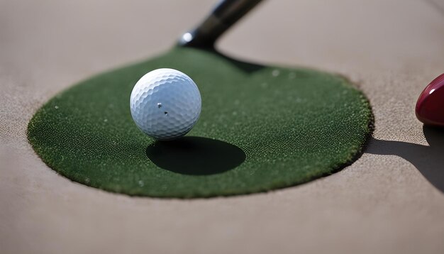 une balle de golf est sur un vert avec un trou au milieu