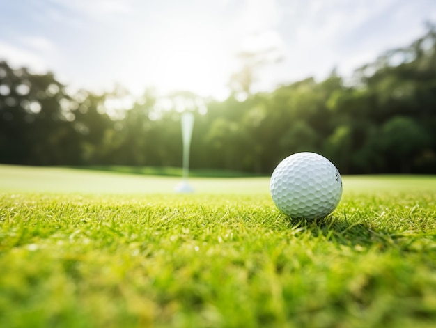 une balle de golf sur l'herbe