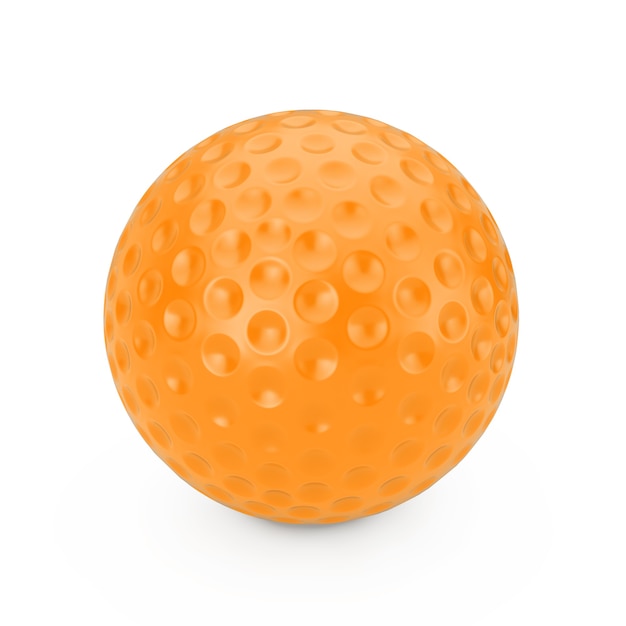 Balle de golf orange sur fond blanc rendu 3d