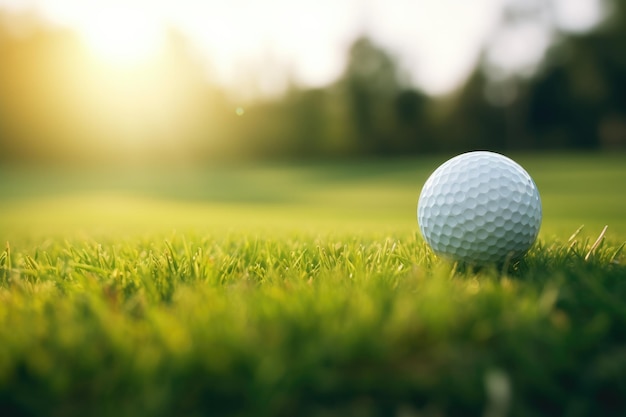 Balle de golf sur un parcours vert dans un club de golf en gros plan IA générative