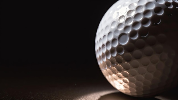 Une balle de golf sur une surface sombre