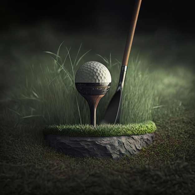 Balle de golf sur un tee AI générative