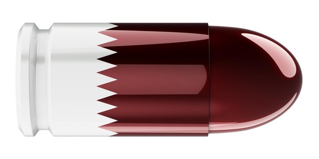 Photo une balle avec un rendu 3d du drapeau du qatar isolé sur un fond blanc