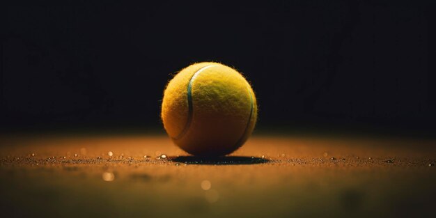 Photo balle de tennis sur fond sombre générée par l'ia