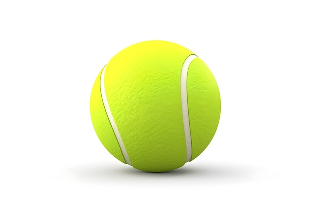 Une balle de tennis jaune sur fond blanc