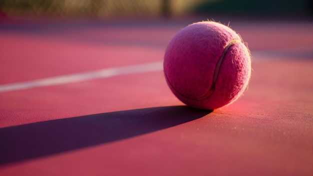 Photo une balle de tennis rose sur un terrain rose sportif actif pour les femmes généré par l'ia