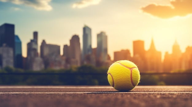 balle de tennis sur le terrain de la ville de New York