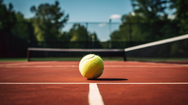 Photo une balle de tennis sur un terrain