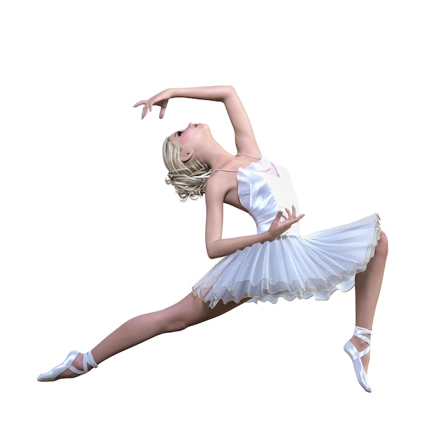 Photo ballerine 3d en tutu blanc