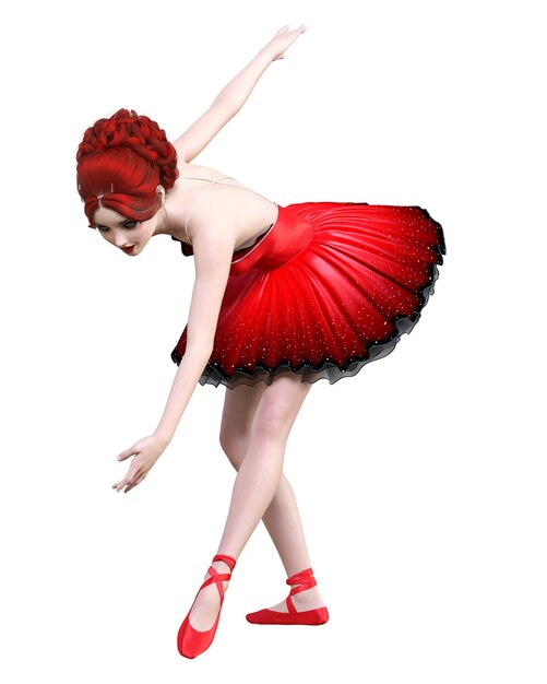 Ballerine 3D en tutu rouge