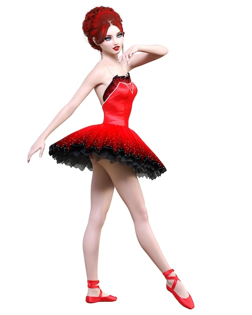 Ballerine 3D en tutu rouge