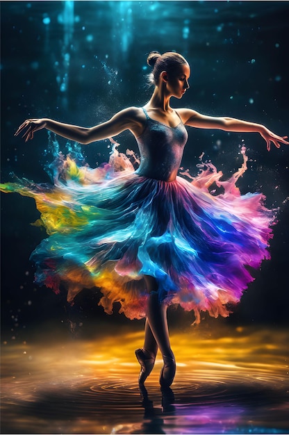 La ballerine danse comme Dissoudre l'encre colorée dans l'illustration de l'image de l'eau claire