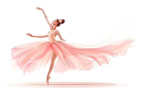 Photo une ballerine gracieuse dans un tutu rose danse sur des chaussures à pointe, ses bras tendus et sa tête inclinée sur le côté.