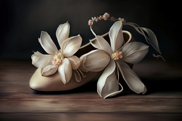 Ballerines intelligentes avec petite fleur Generative Ai