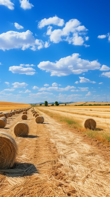 Balles de foin au soleil Un paysage rural