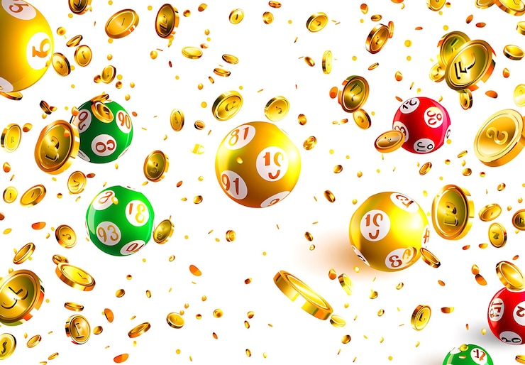 Photo les balles et les pièces de bingo tombent